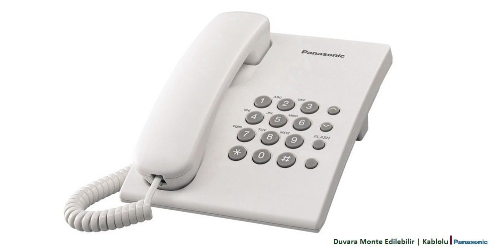 Panasonic KX-TS500TR Beyaz Kablolu Masaüstü Telefonu - Duvara Monte Edilebilir Santral Telefonu