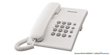 Panasonic KX-TS500TR Beyaz Kablolu Masaüstü Telefonu - Duvara Monte Edilebilir Santral Telefonu