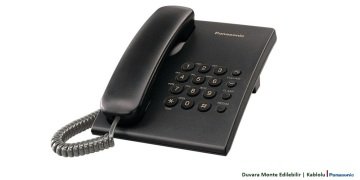 Panasonic KX-TS500TR Siyah Kablolu Masaüstü Telefonu - Duvara Monte Edilebilir Santral Telefonu