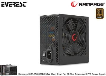 Rampage RMP-650-80PB 650W 14cm Siyah Fan 80 Plus Bronze Aktif PFC Power Supply