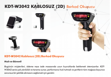 Karekod 2D 1D Kablosuz Wireless Bluetooth El Tipi Barkod Okuyucu Kdt-w3042