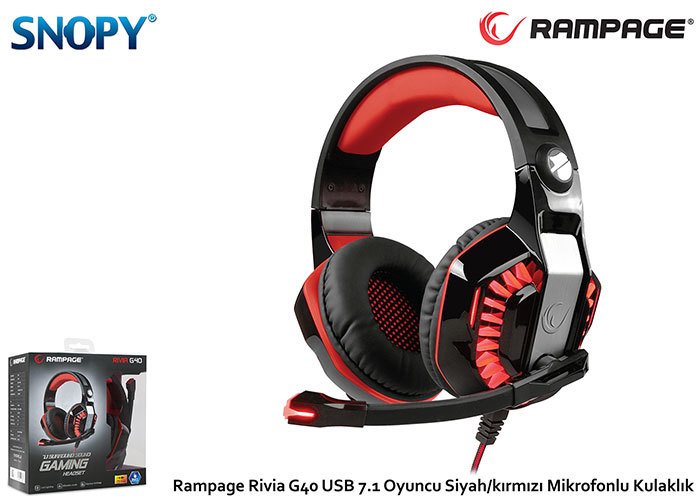 Snopy Rampage Rivia G40 USB 7.1 Oyuncu Siyah/kırmızı Mikrofonlu Kulaklık