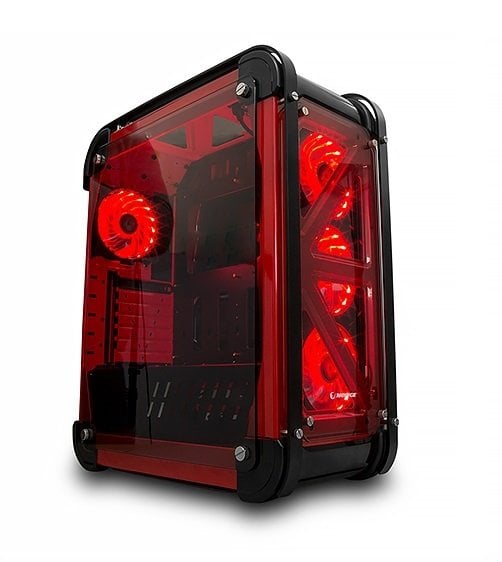 Rampage Castle RGB Siyah Kırmızı Oyuncu Kasası - Çelik Kasa Tempered Cam