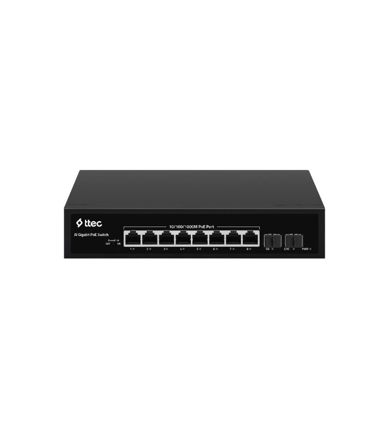 Ttec 10120P-2SFP 8 Portlu, 10/100/1000 Gigabit, Tak Çalıştır Switch, 2 SFP, 8 Port PoE+ (120W) (TSS)