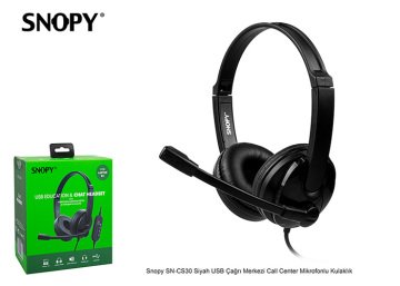 Snopy SN-CS30 Siyah USB Çağrı Merkezi Call Center Mikrofonlu Kulaklık