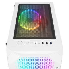 Rampage ZUKO 600W 80+ BRONZE Beyaz 4*14cm Rainbow Fan Metal Panel Temper Camlı Oyuncu Kasası