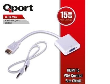 Qport Q-Hd-Vgj Hdmi to Vga Çevirici - Ses Destekli Vga Çevirici