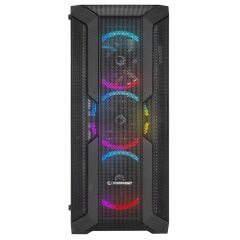 Rampage REACTION Temper Camlı Siyah 4 Adet Rainbow Fanlı Gaming Oyuncu Kasası Power Yok