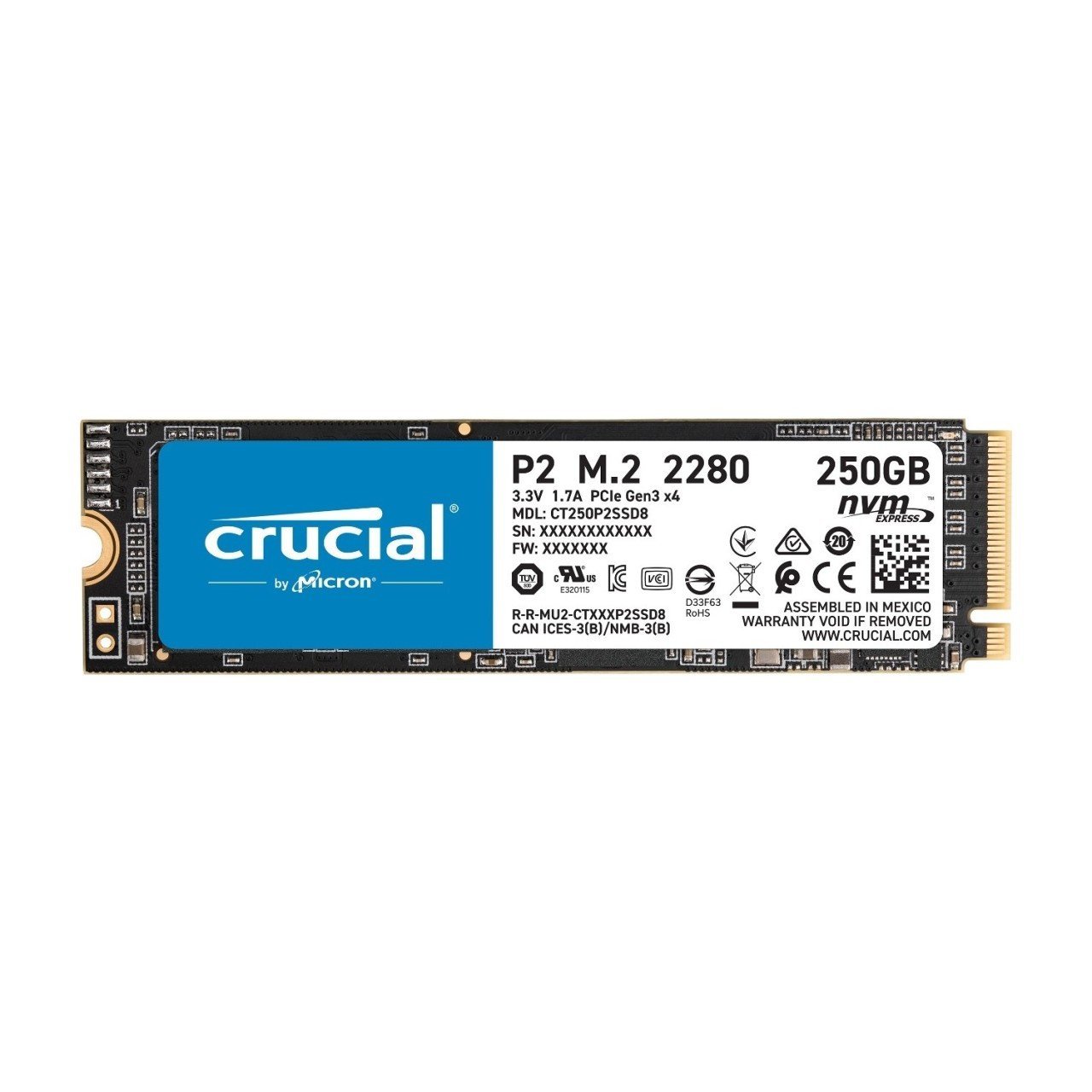 Crucial P2 250GB SSD m.2 NVMe PCIe CT250P2SSD8