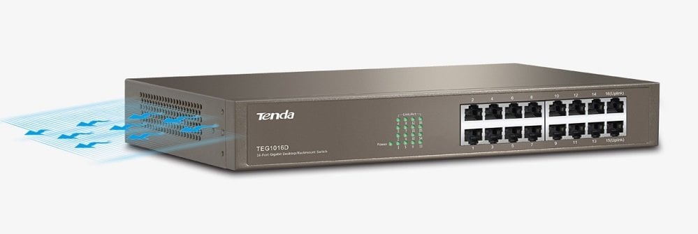 Tenda TEG1016D 16 Port Gigabit Rackmount Switch - 10/100/1000 Ethernet