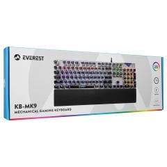 Everest KB-MK9 Gümüş USB Bilek Destekli Daktilo Tuşlu Mekanik Q Blue Switch Gaming Oyuncu Klavyesi