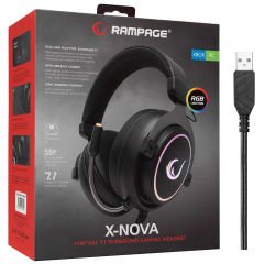Rampage RM-K11 X-NOVA Siyah USB 7.1 Surround RGB Ledli Gaming Oyuncu Mikrofonlu Kulaklık