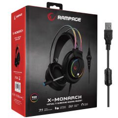 Rampage RM-K17 X-MONARCH Siyah USB 7.1 RGB Headband Gaming Mikrofonlu Oyuncu Kulaklığı