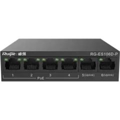 Reyee RG-ES106D-P 6 Portlu, 10/100 Fast Ethernet, Tak Çalıştır Switch, 2 Fast Ethernet Uplink, 4 Port PoE+ (58W)