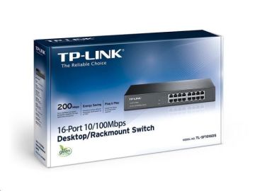 TP-LİNK TL-SF1016DS 16-Port 10/100Mbps Tak ve Kullan %70 En. Tasarruflu 13'' Rackmount Switch