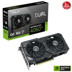 ASUS DUAL-RTX4060TI-O8G 8GB GDDR6 128Bit 2,5 yuvalı tasarım,DLSS 3, 3.Nesil RT Çekirdekleri