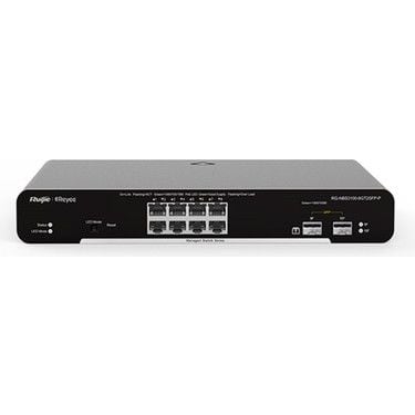 Reyee RG-NBS3100-8GT2SFP-P 8 Portlu, 10/100/1000 Gigabit, L2 Yönetilebilir Switch, 2 SFP, 8 Port PoE+ 125W).