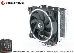 Rampage ICEBERG LIGHT 3Pin 120mm AM4 Ready 1500Rpm Beyaz Led Soğutucu Fan