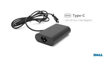 Compaxe CLD-510 Dell Notebook Şarj Aleti 45W Usb-C Güç Adaptörü... Yüksek Verimli 5V 2A / 20V 2.25A 45W Type  C Konnektörlü Kolay Taşınabilir Tasarım Dell Adaptör
