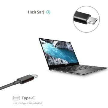 Compaxe CLD-510 Dell Notebook Şarj Aleti 45W Usb-C Güç Adaptörü... Yüksek Verimli 5V 2A / 20V 2.25A 45W Type  C Konnektörlü Kolay Taşınabilir Tasarım Dell Adaptör