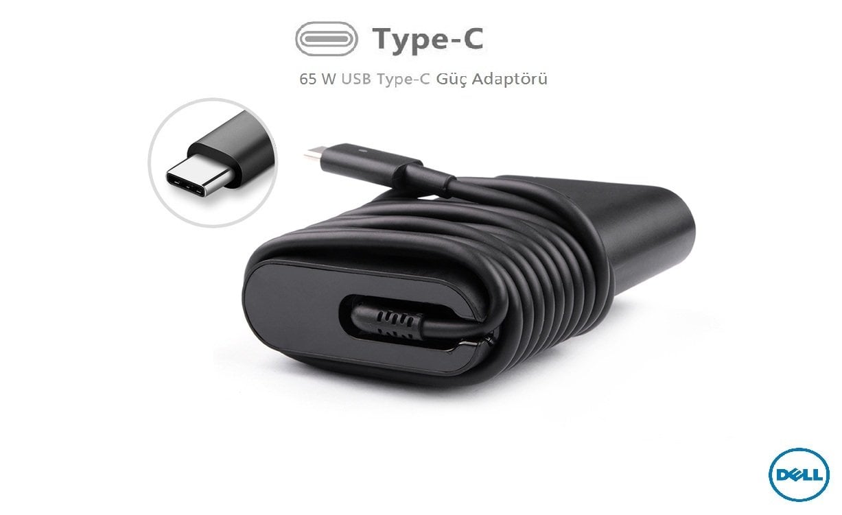 Compaxe CLD-511 Dell Notebook Şarj Aleti 65W Usb-C Güç Adaptörü... Yüksek Verimli 20V 3.25A / 15V 3A / 9V 3A 65W Type  C Konnektörlü Kolay Taşınabilir Tasarım Dell Adaptör