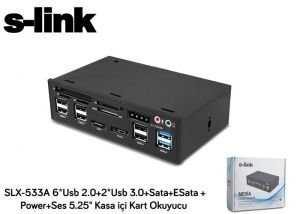 S-link SLX-533A 6*Usb 2.0+2*Usb 3.0+Sata+ESata +Power+Ses 5.25 Kasa içi Kart Okuyucu