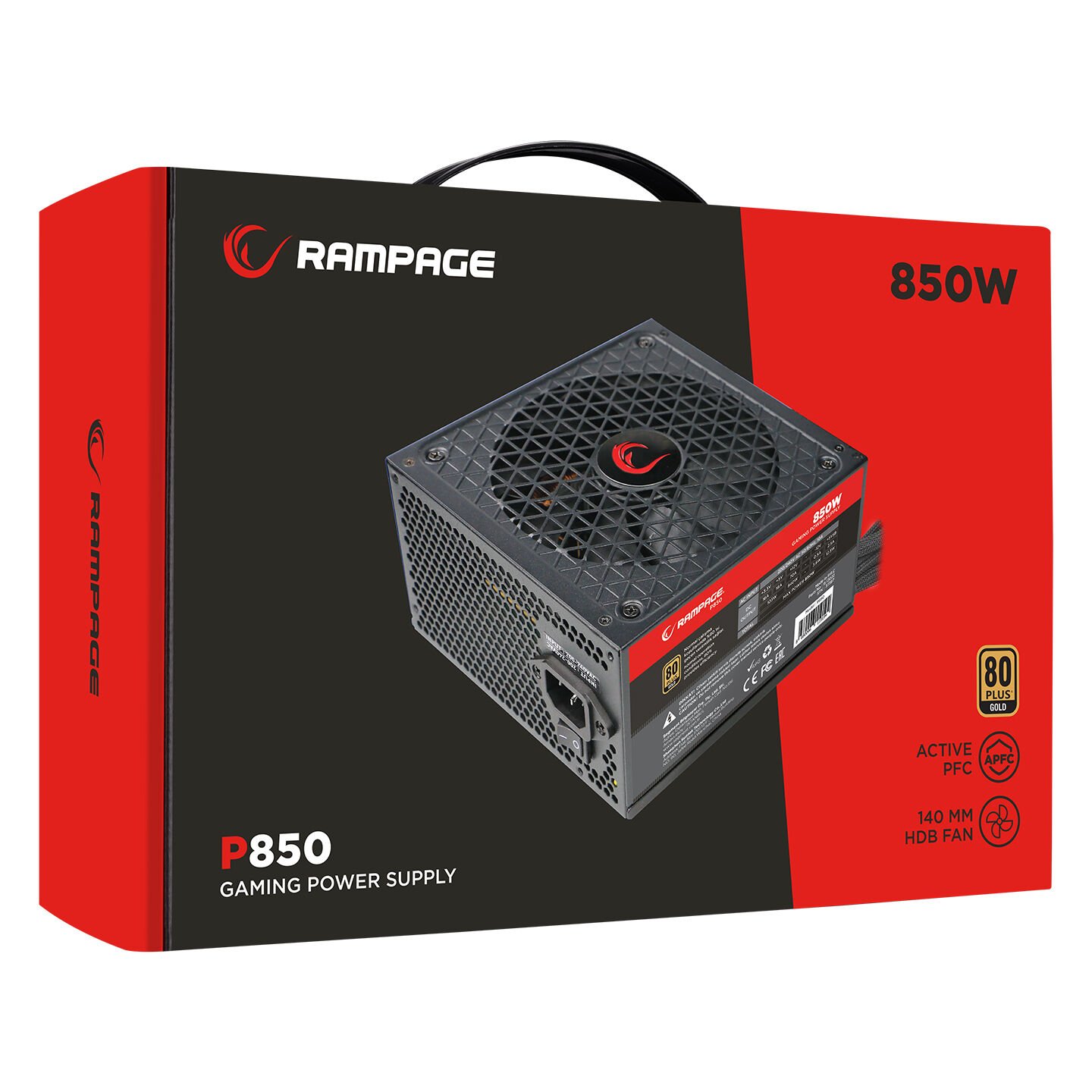 Rampage P850 850W APFC 14cm Long Life HDB Fan 80 Plus Gold Sertifikalı Gaming Power Supply