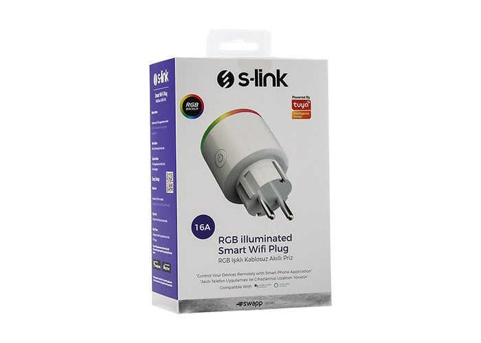 S-Link Swapp SL-03 16A Akım Korumalı Akıllı Priz RGB Işıklı 2.4 G Wifi TUYA Destekli