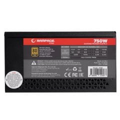 Rampage P750 750W 80+ GOLD APFC 14cm Long Life HDB Fan Siyah PC Power Supply