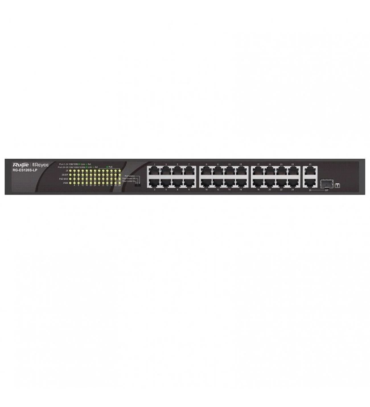 RUIJIE RG-ES126S-LP 24port 10/100 180w FULL PoE 1X Gigabit UPLINK Yönetilemez Poe Switch