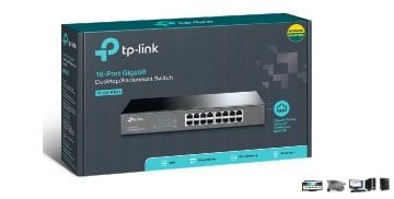 Tp-Link TL-SG1016D 16-Port Gigabit Masaüstü/Rackmount Switch...Otomatik MDIX ve MAC Destekli Üstün Enerji Tasarruflu Kolay Kurulum ve Kullanma İmkanı Sunan Kullanıcı Dostu Tp-Link 16 Port Gigabit Switch