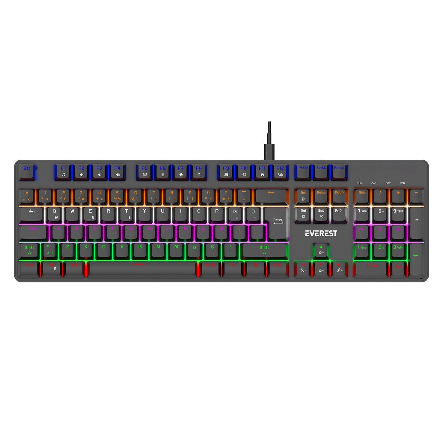 Everest KB-MK1 Lumos Siyah USB Rainbow Aydınlatmalı Blue Switch Full Anti-Ghosting Mekanik Gaming Oyuncu Klavye