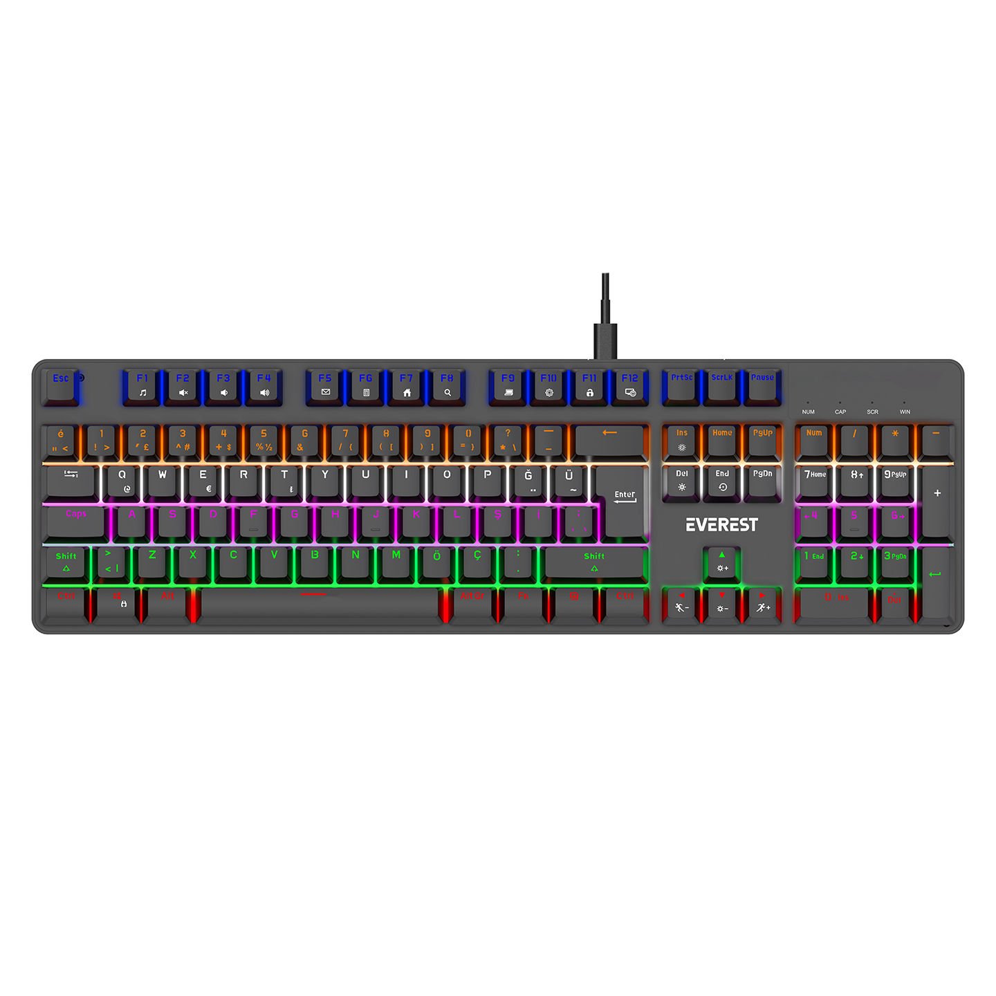 Everest KB-MK1 Lumos Siyah USB Rainbow Aydınlatmalı RED Switch Full Anti-Ghosting Mekanik Gaming Oyuncu Klavye