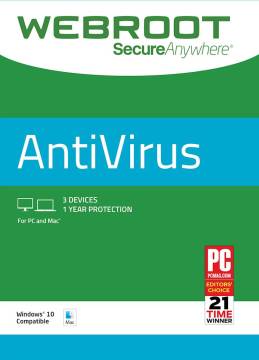 Webroot SecureAnywhere Antivirüs - 3 Kullanıcı Cihaz 1 Yıl Pc ve Mac