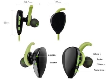 Snopy SN-BT130 Mobil Telefon Uyumlu Bluetooth Kulak içi Kulaklık Mikrofon