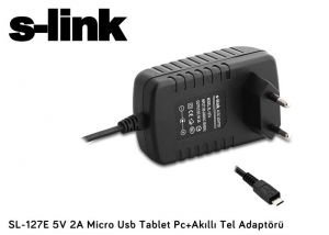 S-link SL-127E 5V 2A Micro Usb Tablet Pc+Akıllı Tel Adaptörü