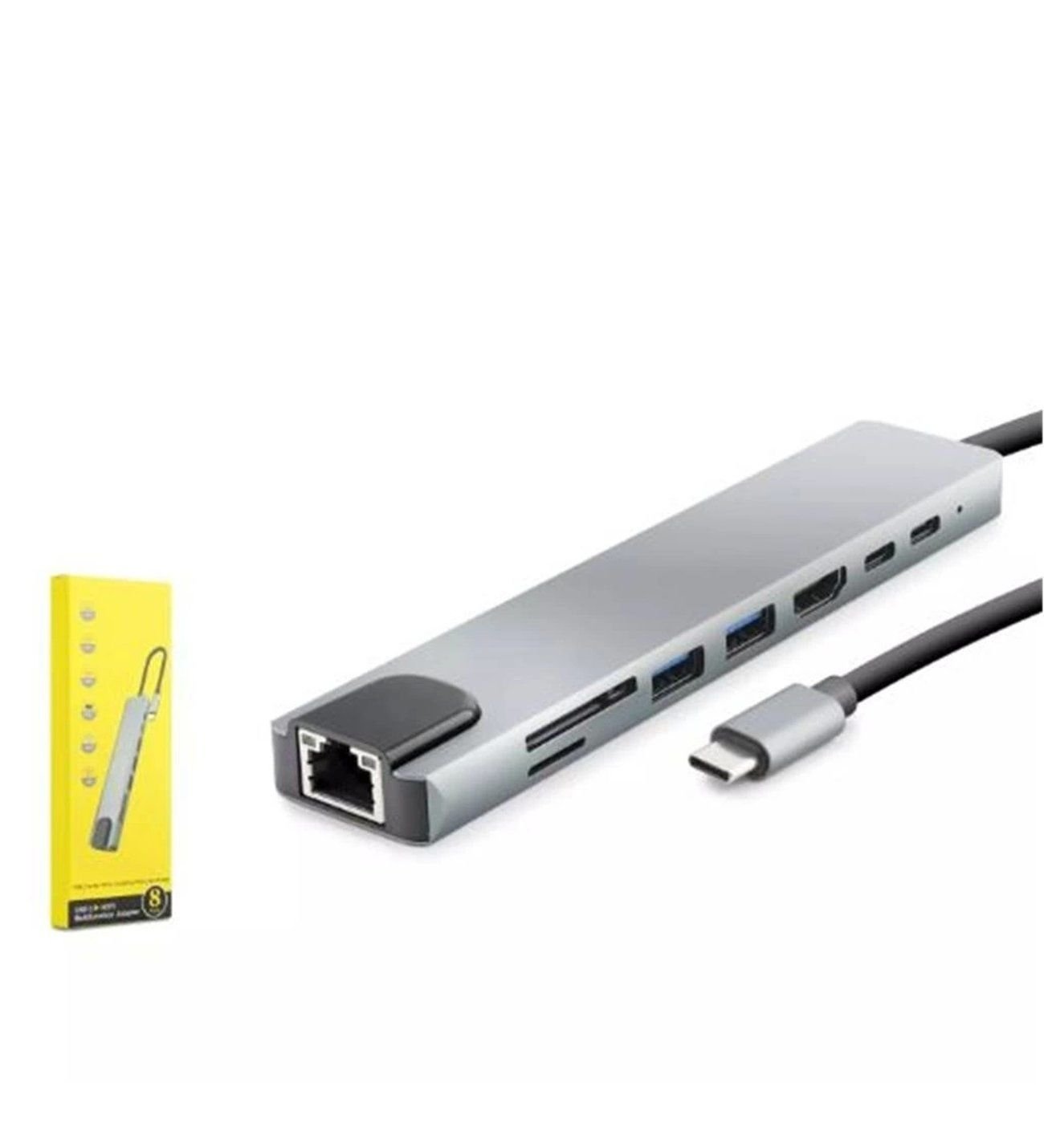 HADRON HDX7841 TYPE-C TO HDTV HDMI 4K 30HZ + 2*TYPE-C + 2*USB3.0 + LAN + SD + TF 8IN1 GRİ