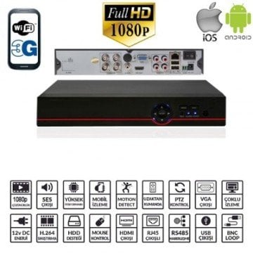 Ezcool EZ-6104 4 Kanal 4 Ses 1 Hdd PTZ ve Motion Detection Özellikli 1080P Ahd Dvr Kamera Kayıt Cihazı