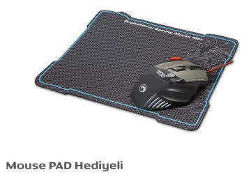 Everest SGM-X7 PRO Usb Siyah Gaming MAKROLU Mouse Pad ve Oyuncu Mouse