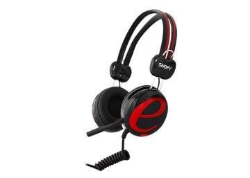 Snopy SN-98A İnternet Kafe Esnek Kablo Siyah/Kırmızı Mikrofonlu Stereo Kulaklık - Pc ve Telefona Uyumlu (Telefonda Mikrofonu Kullanmak İçin Jack Aparat Gerekmektedir)