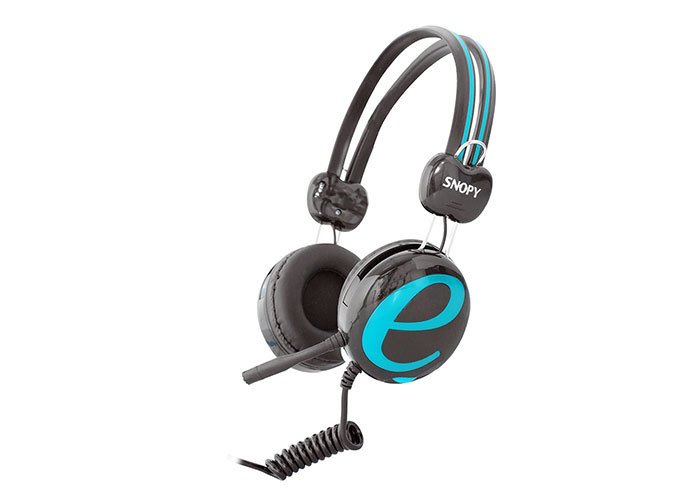 Snopy SN-98A İnternet Kafe Esnek Kablo Gri/Mavi Mikrofonlu Stereo Kulaklık