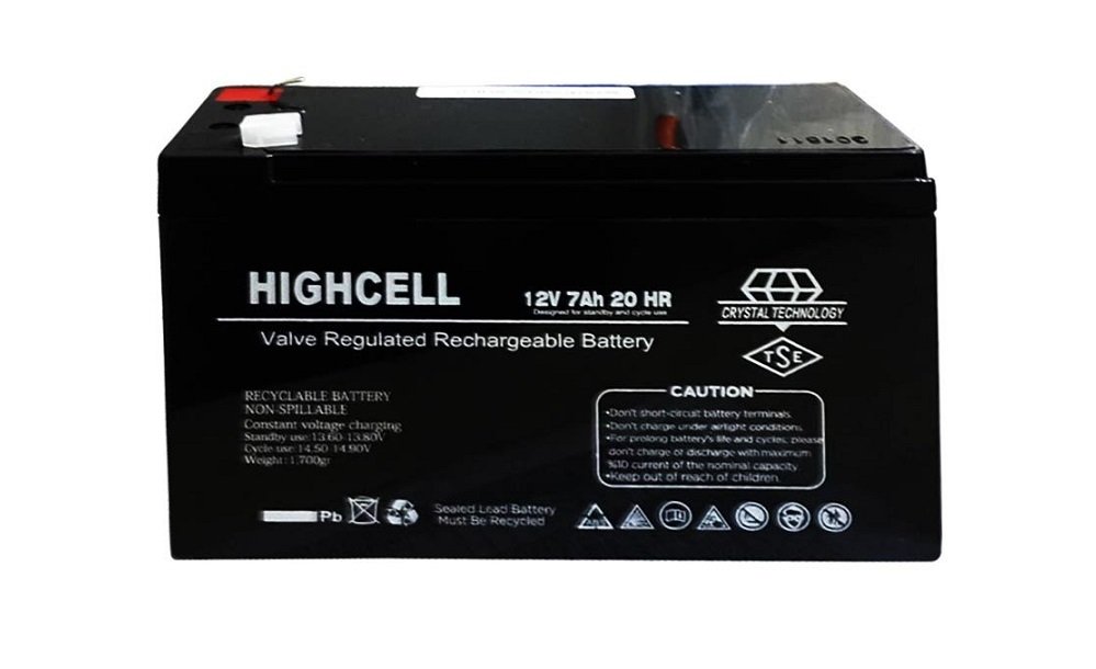 Highcell 12V 7A Bakımsız Kuru Akü