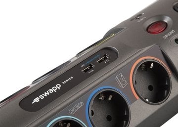 S-link Swapp SP10AF USB 3.1A 1.8m 1.5mm2 10' lu Akım Korumalı Gri + 2 Usb Port 3100mA 5V Priz