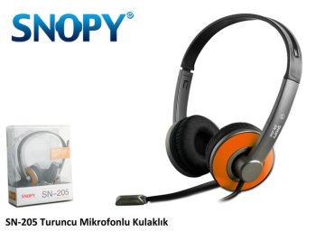 Snopy SN-205 Turuncu Renk Mikrofonlu Multimedya Stereo Kulaklık