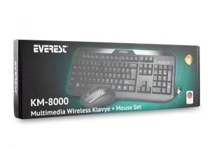Everest KM-8000 Siyah Kablosuz Q Multimedia Klavye + Mouse Set