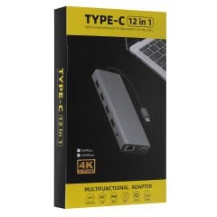Hytech HY-USBC32 4K*2K Ultra HD Gri Metal 5x USB2.0/USB3.0 100M RJ45 PD, TypeC Data, SD/TF Kart Okuyucu Type C Adaptör