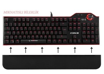 Everest Rampage Hydra R6 Siyah USB Aydınlatmalı Gaming Pro Q Multimedia Makrolu Mekanik Klavye - Kırmızı Siyah Sport Tasarım