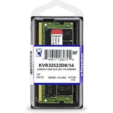 Kingston 16GB 3200MHz DDR4 Non-ECC CL22 SODIMM 2Rx8 KVR32S22D8/16