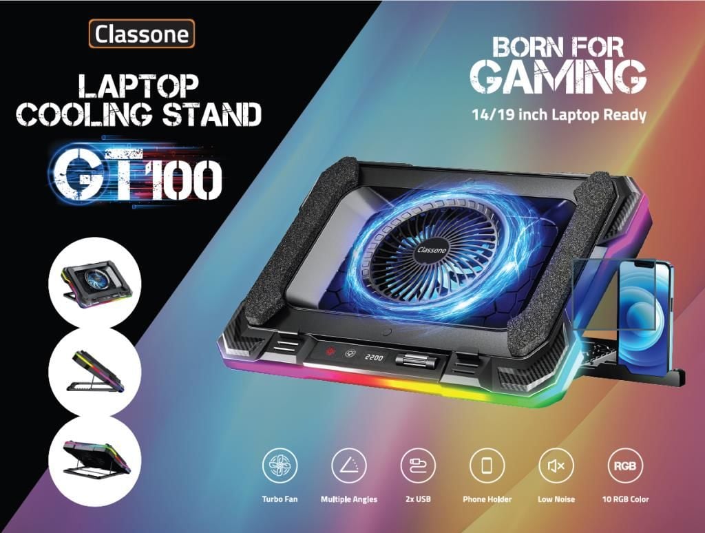 Classone GT100 Gaming 2200RPM , Rgb Işıklı 17.3'' Notebook soğutucu stand