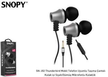 Snopy SN-J02 Thunderbird Mobil Telefon Uyumlu Taşıma Çantalı Kulak içi Siyah/Gümüş Mikrofonlu Kulaklık